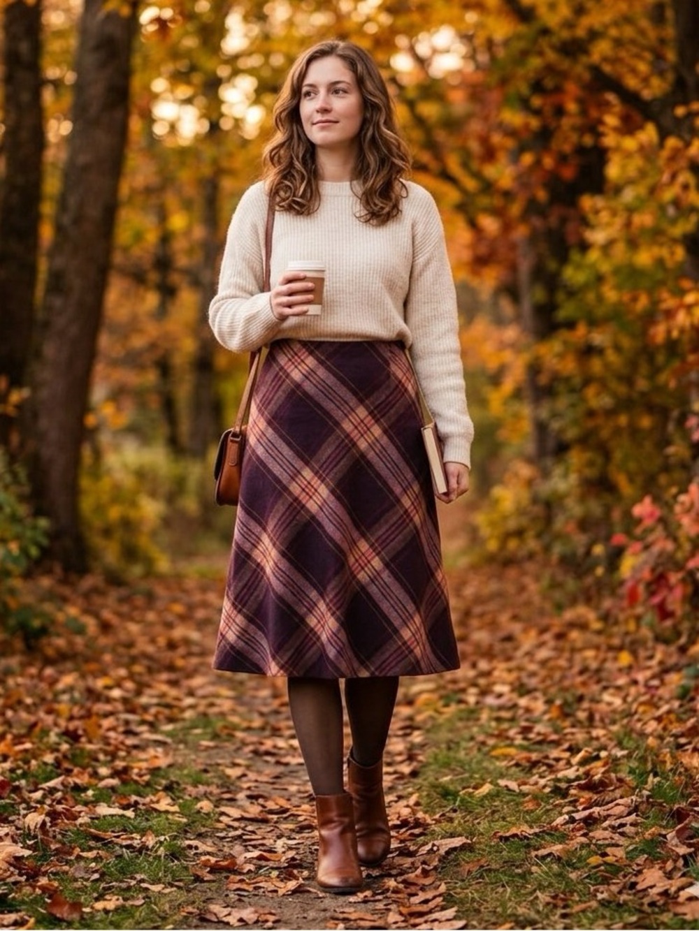 Tribal A-Line Skirt in Purple Plaid